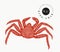 Crab illustration. Hand drawn vector seafood illustration. Engraved style crustacean. Vintage lobster image