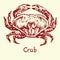 Crab, with inscription, hand drawn doodle