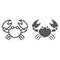 Crab line and glyph icon, animal and underwater