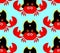 Crab Pirate pattern seamless. sea cancer filibuster background. Vector texture