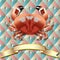 Crab realistic background and Gold ribbon