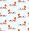 Crab sailor and paper boat on the waves. Seamless pattern.