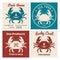 Crab seafood shop or restaurant emblem set