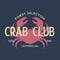 Crab, seafood. Vintage icon crab label, logo, print sticker for Meat Restaurant