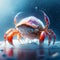 Crab in the snow. 3D illustration. 3D CG. High resolution. Generative AI