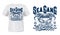 Crab t-shirt print mockup, surfing club waves