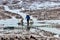 Crab traps and fish traps in low tide