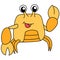 Crab with yellow claws doodle kawaii. doodle icon image