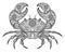 Crab zentangle icon. Vector hand drawn crab