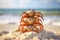Crabs piled up in the sand on a beach. Ai generated