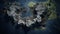 Cracked Black Wasteland: Hyperrealistic Vray Style Map With Marine Life