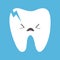 Cracked broken tooth icon. Sad face emoticon. Crying bad ill teeth with caries. Cute cartoon kawaii funny baby character. Oral