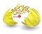 Cracked golden eggshell. Broken easter eggs with decorative elements. Vector illustration for design easter card. Easter