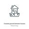 Cracked ground between houses outline vector icon. Thin line black cracked ground between houses icon, flat vector simple element