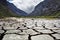 Cracked ground , landscape in Cordilera Blanca, Peru