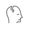 Cracked head outline vector icon. Migraine, headache concept. Stress. Mental disorder. Linear character in doodle style