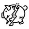 Cracked piggy bank icon, outline style