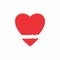 Cracked Red Heart from bottom vector icon. Valentine heart motif. Simple heart crack or heart break vector.