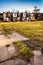 Cracked sidewalk and abandoned row houses in Baltimore, Maryland