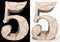 Cracked stone numerals.3D digits on black and white background.