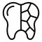 Cracked tooth icon outline vector. Diamond care