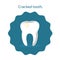 Cracked Tooth Vector Icon in flat style isolated. Dental icons on blue background. Vector illustration for dentistry