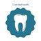 Cracked Tooth Vector Icon in flat style isolated. Dental icons on blue background. Vector illustration for dentistry