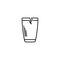 cracked tumbler or glassware icon on white background. simple, line, silhouette and clean style