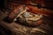 cracked wedding rings resting on an antique wooden box