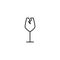 cracked white wine glass icon on white background. simple, line, silhouette and clean style