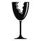 Cracked wine glass icon, simple style
