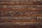 Cracked wood background. Brown old wooden planks. Horizontal lines on fence. Vintage rustic pattern. Timber plank, scratched surfa