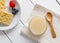 Crackers with condensed milk and fruit