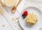 Crackers with condensed milk and fruit