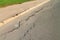 Cracks in the asphalt pavement closeup