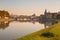 Cracow. View across the river to the historic part of the city