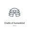 Cradle of humankind outline vector icon. Thin line black cradle of humankind icon, flat vector simple element illustration from