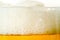 Craft Beer Glass with Bubble Froth Close Up, Refreshing Cold Drink Background