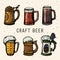 Craft beer. Retro style beer mugs engraving. Hand drawn Craft beer cups. Vintage engraving illustration for poster