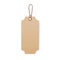 Craft blank price tag hanging on cord. Kraft cardboard price label on string. Eco brown paper badge mockup for gift