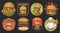 Craft Burger colorful set stickers