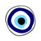 Craft hand drawn Turkish evil eye. Mandala greek evil eye. Symbol of protection in Turkey, Greese, Cyprus. Blue Turkish Fatima`s