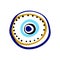 Craft hand drawn Turkish evil eye. Mandala greek evil eye. Symbol of protection in Turkey, Greese, Cyprus. Blue Turkish Fatima`s