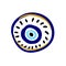 Craft hand drawn Turkish evil eye. Mandala greek evil eye. Symbol of protection in Turkey, Greese, Cyprus. Blue Turkish Fatima`s