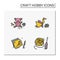 Craft hobby set hand drawn color icons