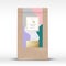 Craft Paper Bag with Almond Chocolate Label. Abstract Vector Packaging Design Layout with Realistic Shadows. Modern