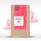 Craft Paper Bag with Fruit and Berries Tea Label. Abstract Vector Packaging Design Layout with Realistic Shadows. Modern