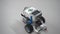 Craft for robotics class. Robot car made from LEGO construction kits and motors. Development of simple toy models with