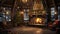 Craft a rustic and cozy cabin in the woods, featuring a charming Christmas tree adorned with handmade ornaments and a roaring