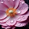 craft a scene that showcases the delicate details of a raindrop on a flower petal trending on art